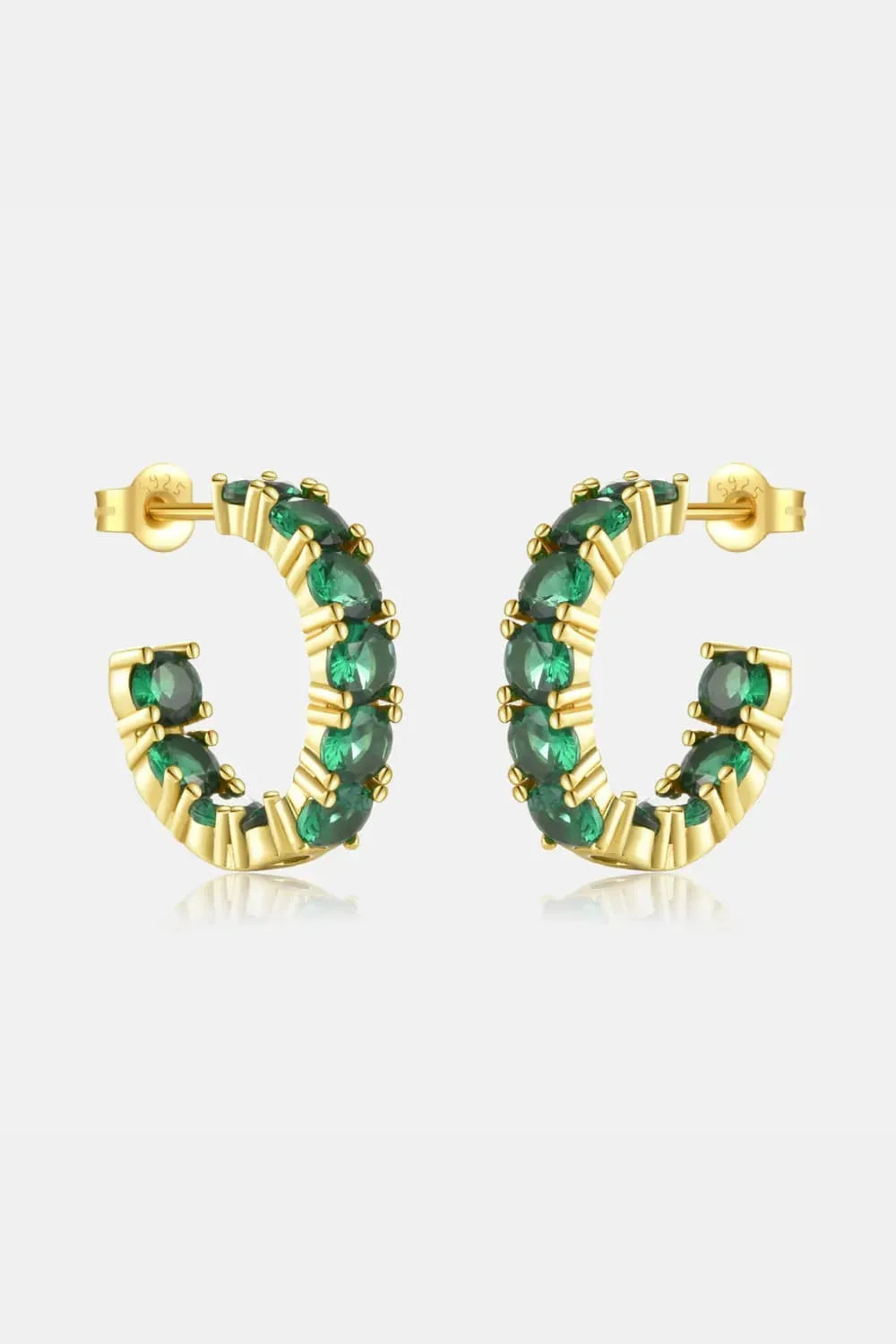 Inlaid Zircon C-Hoop Earrings Gold Green One Size Earrings - Tophatter Daily Deals
