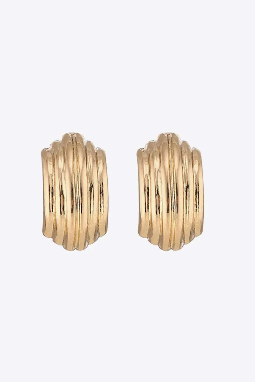 Ribbed Copper Earrings Gold One Size Earrings - Tophatter Daily Deals