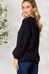 BiBi Half Zip Brushed Terry Long Sleeve Top Blouses - Tophatter Daily Deals