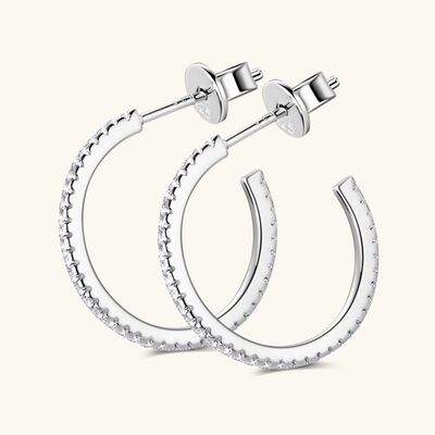 Inlaid Moissanite 925 Sterling Silver C-Hoop Earrings Moissanite - Tophatter Daily Deals