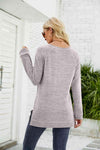 Heathered Slit Long Raglan Sleeve Top Women's T-Shirts - Tophatter Daily Deals