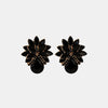 Flower Shape Glass Stone Stud Earrings Black One Size Earrings - Tophatter Daily Deals