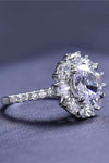 2 Carat Moissanite Floral 925 Sterling Silver Ring Moissanite - Tophatter Daily Deals