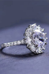 2 Carat Moissanite Floral 925 Sterling Silver Ring Moissanite - Tophatter Daily Deals