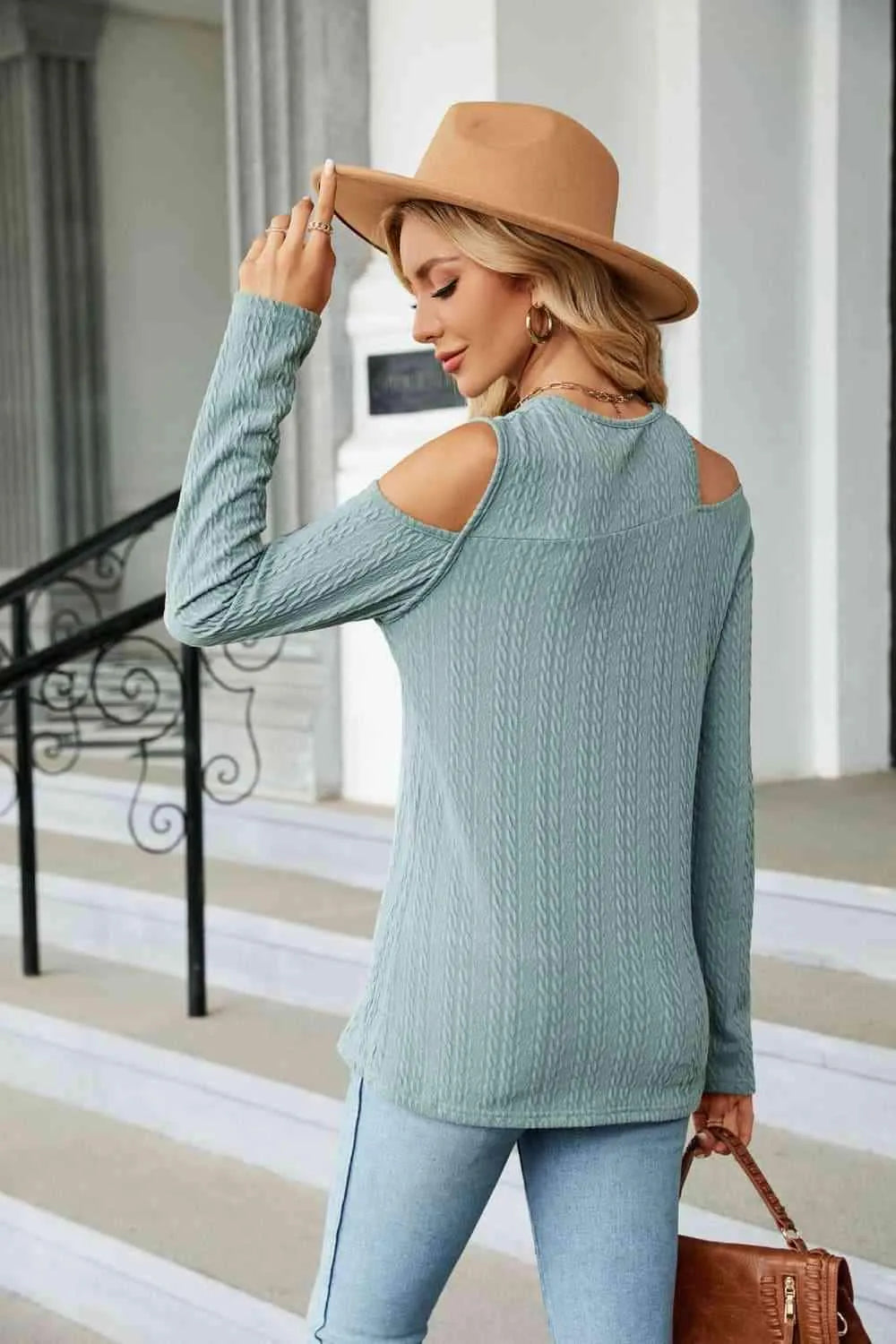 Dropped Shoulder Long Sleeve Blouse Blouses - Tophatter Daily Deals