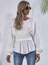 Exposed Seams Round Neck Dropped Shoulder Blouse Blouses - Tophatter Daily Deals