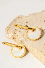 Copper White Mother-Of-Pearl Drop Earrings Gold One Size Earrings - Tophatter Daily Deals