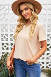 Round Neck Cuffed Short Sleeve Tee Cream Women's T-Shirts - Tophatter Daily Deals