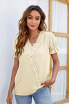 Swiss Dot Lace Trim Flounce Sleeve Blouse Blouses - Tophatter Daily Deals