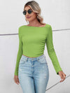 Asymmetrical Neck Long Sleeve T-Shirt Women's T-Shirts - Tophatter Daily Deals