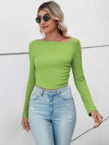 Asymmetrical Neck Long Sleeve T-Shirt Women's T-Shirts - Tophatter Daily Deals
