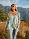 Spliced Lace Buttoned Blouse Blouses - Tophatter Daily Deals