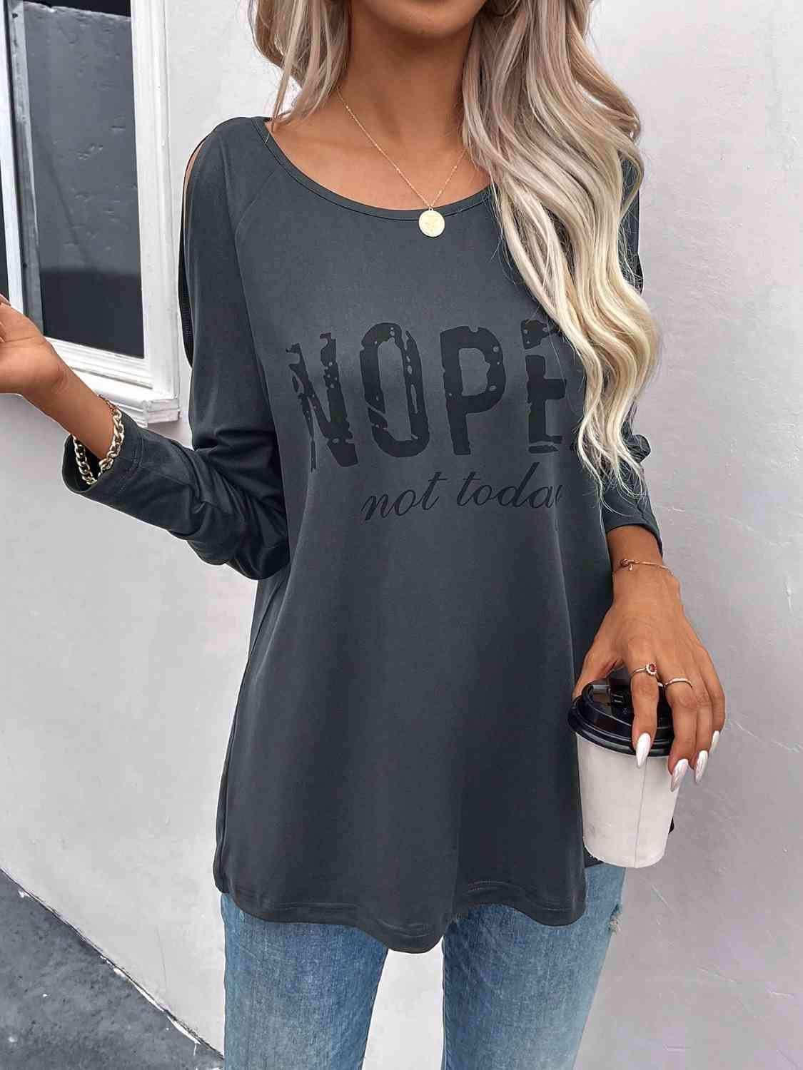 Graphic Cutout Round Neck T-Shirt Women's T-Shirts - Tophatter Daily Deals