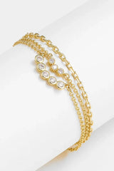 Zircon Layered Bracelet Gold One Size Bracelets - Tophatter Daily Deals