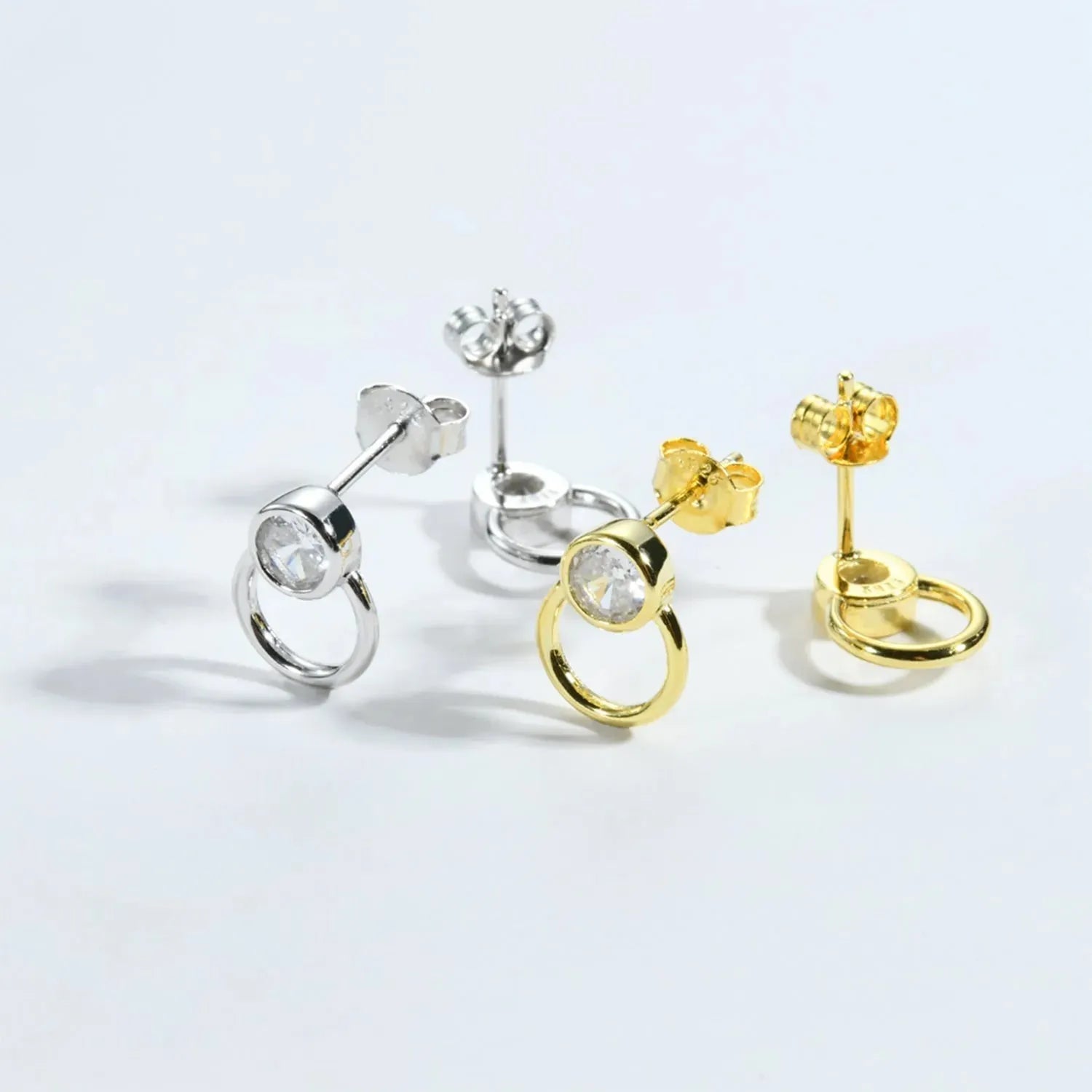 Inlaid Zircon 925 Sterling Silver Stud Earrings Earrings - Tophatter Daily Deals