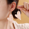 PU Leather Iron Hook Sequin Heart Earrings Earrings - Tophatter Daily Deals