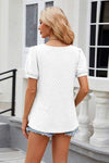 Eyelet Short Sleeve T-Shirt Women's T-Shirts - Tophatter Daily Deals