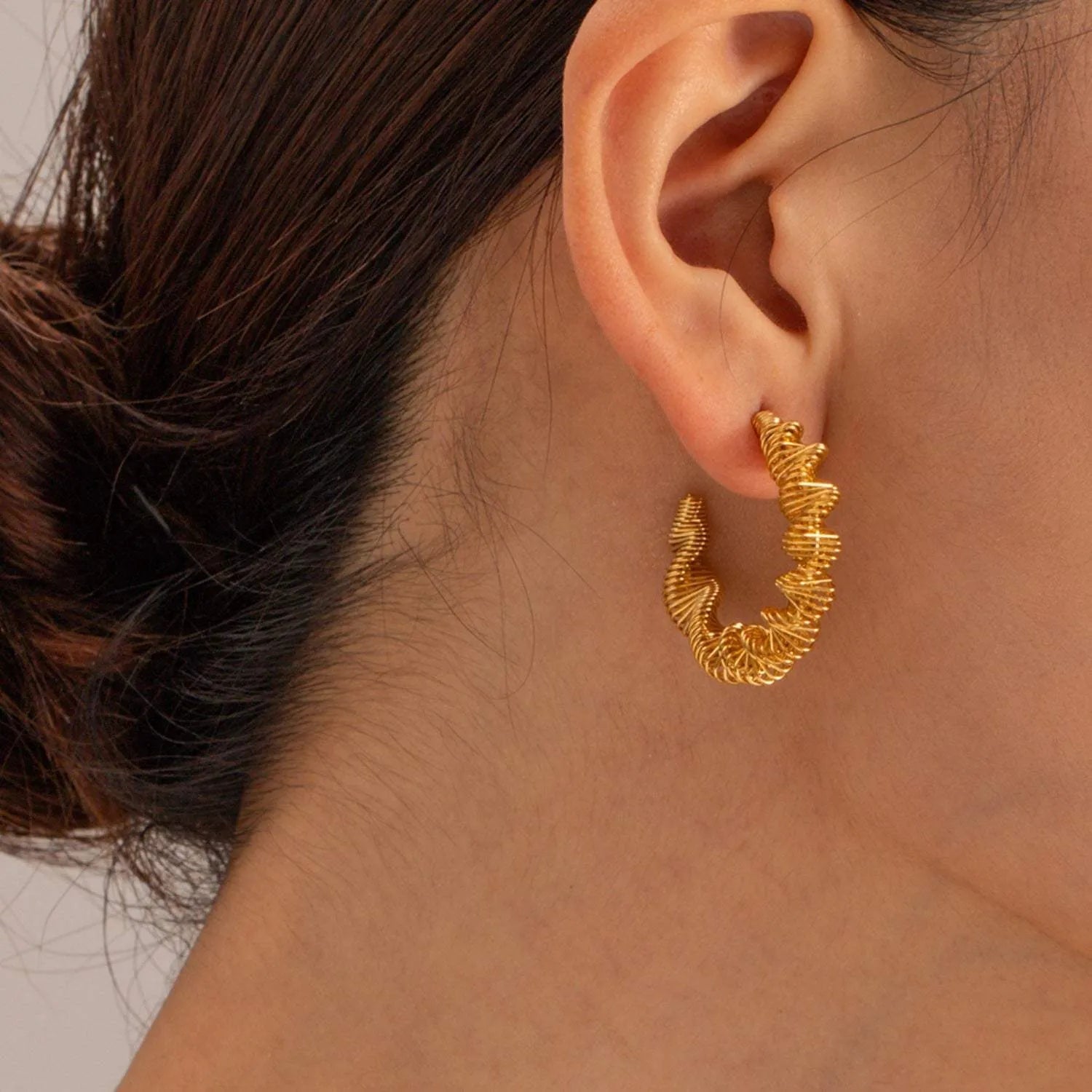Gold-Plated Stainless Steel C-Hoop Earrings Earrings - Tophatter Daily Deals