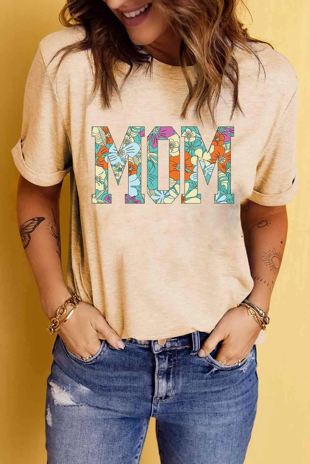 MOM Floral Graphic T-Shirt Women's T-Shirts - Tophatter Daily Deals