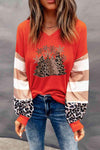 Christmas Tree Graphic Waffle-Knit Top Red Orange Women's T-Shirts - Tophatter Daily Deals