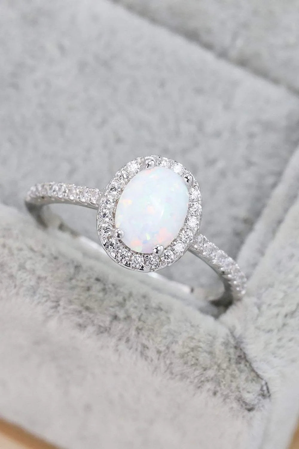 Opal 925 Sterling Silver Halo Ring Opal - Tophatter Daily Deals