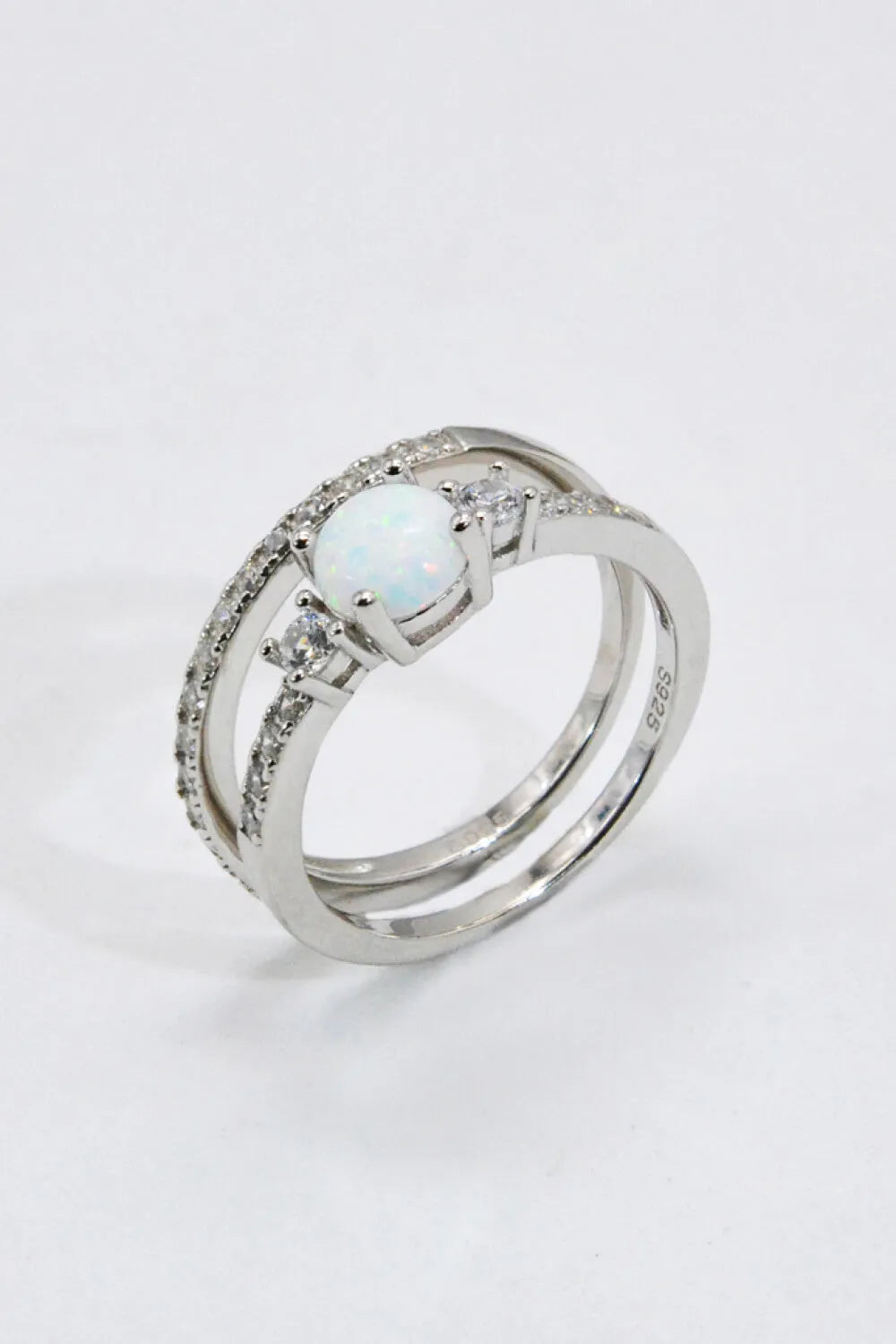 925 Sterling Silver Opal Split Shank Ring Opal - Tophatter Daily Deals