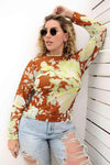 Plus Size Printed Round Neck Long Sleeve Blouse Blouses - Tophatter Daily Deals