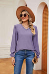 V-Neck Flounce Sleeve Blouse Blouses - Tophatter Daily Deals