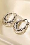 Textured Stainless Steel Hoop Earrings Earrings - Tophatter Daily Deals