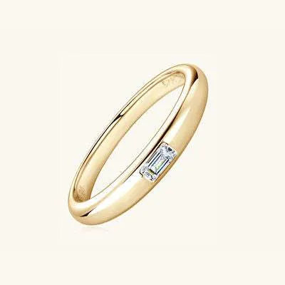 925 Sterling Silver Inlaid Moissanite Ring Gold Rectangular Drill Moissanite - Tophatter Daily Deals