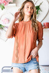 Frill Neck Short Flounce Sleeve Blouse Blouses - Tophatter Daily Deals