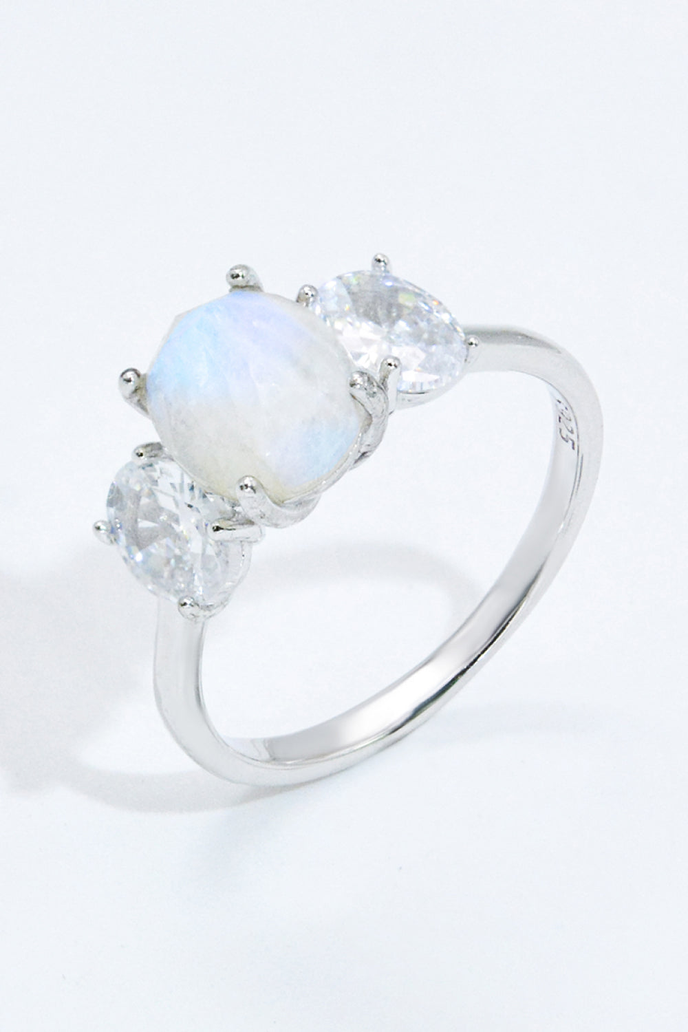 Natural Moonstone and Zircon Ring - Tophatter Shopping Deals