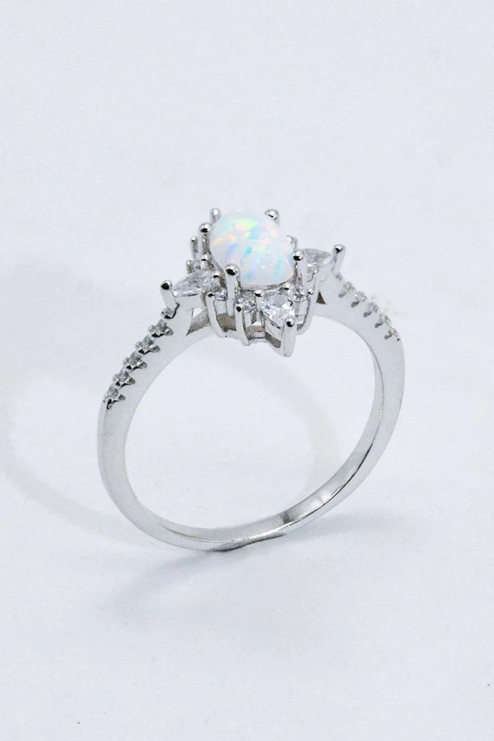 Platinum-Plated Opal and Zircon Ring Opal - Tophatter Daily Deals