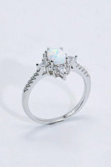 Platinum-Plated Opal and Zircon Ring Opal - Tophatter Daily Deals