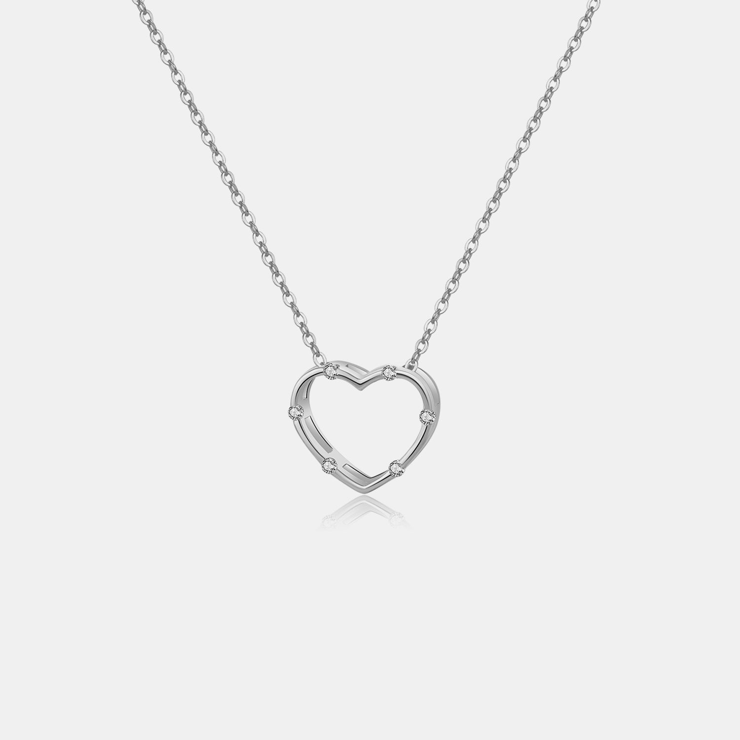 Heart Inlaid Zircon Spring Ring Closure Necklace Silver One Size Necklaces - Tophatter Daily Deals