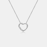 Heart Inlaid Zircon Spring Ring Closure Necklace Silver One Size Necklaces - Tophatter Daily Deals
