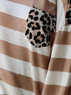 Striped Leopard Long Sleeves Top Women's T-Shirts - Tophatter Daily Deals