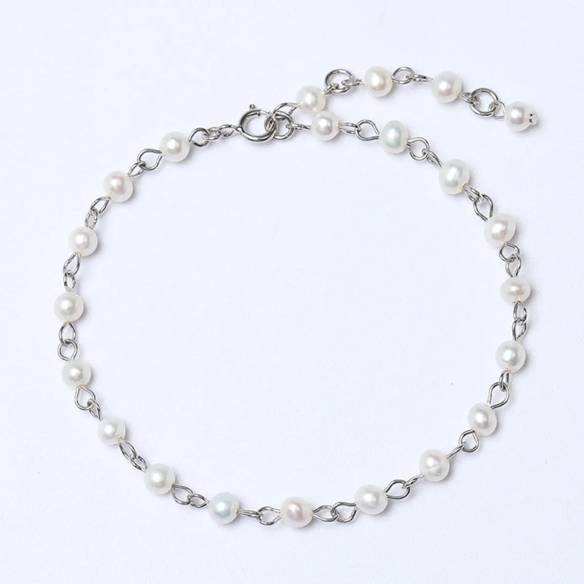 925 Sterling Silver Pearl Bracelet Silver One Size Bracelets - Tophatter Daily Deals