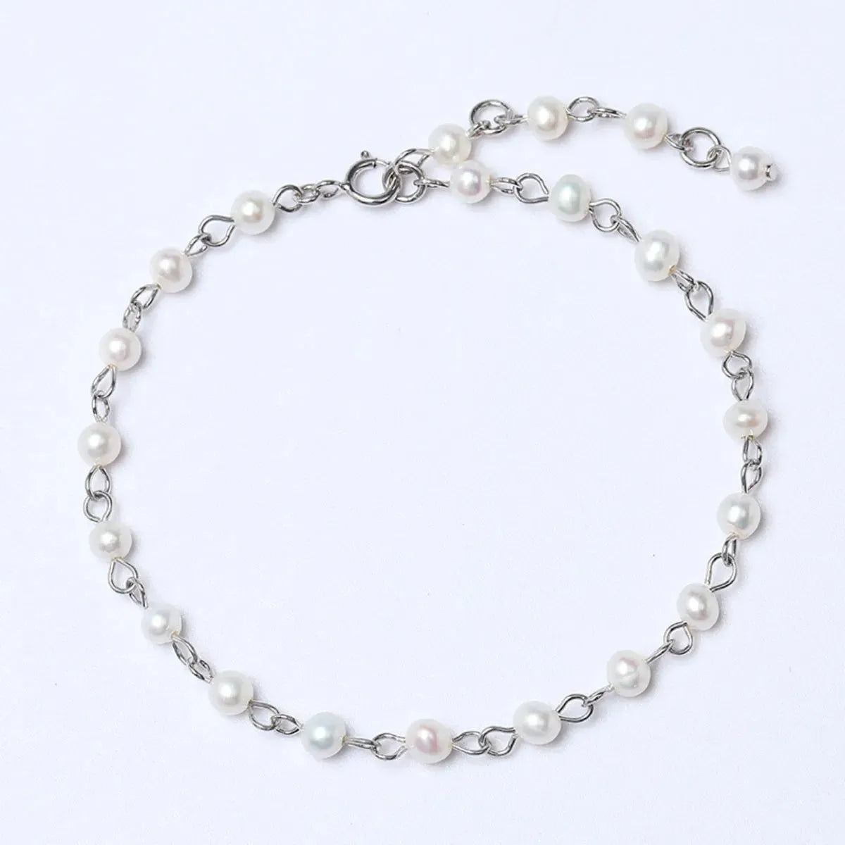 925 Sterling Silver Pearl Bracelet Silver One Size Bracelets - Tophatter Daily Deals