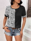 Leopard Round Neck Short Sleeve Tee Women's T-Shirts - Tophatter Daily Deals