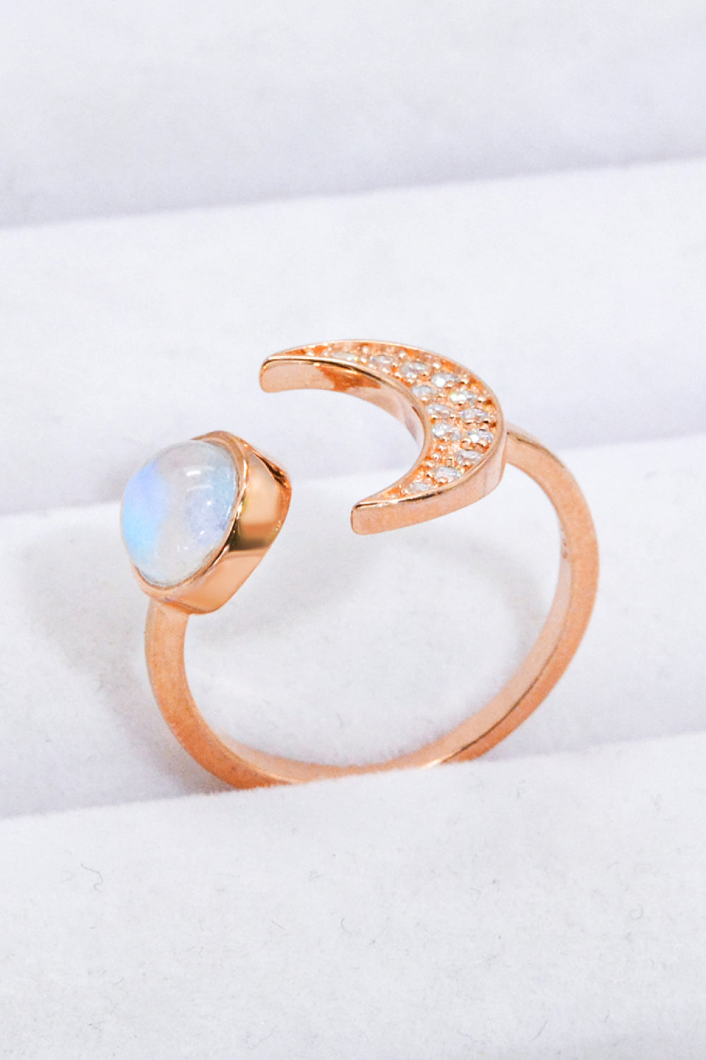 Natural Moonstone and Zircon Sun & Moon Open Ring - Tophatter Shopping Deals