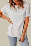 Distressed Round Neck Tee White Women's T-Shirts - Tophatter Daily Deals