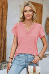 V-Neck Petal Sleeve T-Shirt Women's T-Shirts - Tophatter Daily Deals