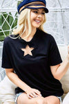 BiBi Star Cutout Short Sleeve T-Shirt Women's T-Shirts - Tophatter Daily Deals