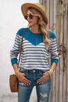 Striped Round Neck Long Sleeve T-Shirt Women's T-Shirts - Tophatter Daily Deals