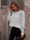 Round Neck Lantern Sleeve Blouse Blouses - Tophatter Daily Deals