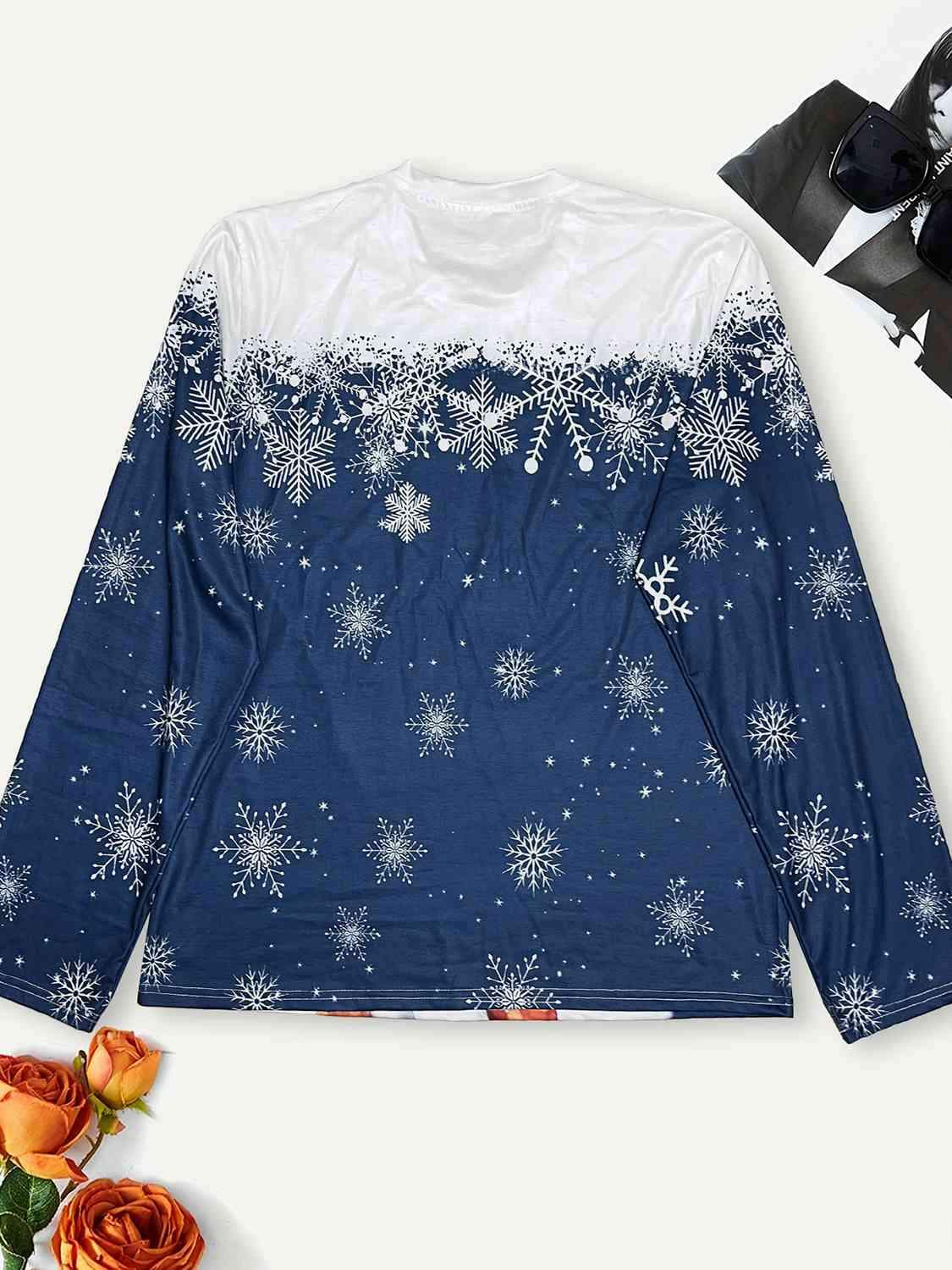 Plus Size Snowman & Snowflake Round Neck T-Shirt Women's T-Shirts - Tophatter Daily Deals