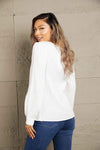 Double Take Ribbed Round Neck Long Sleeve Top Blouses - Tophatter Daily Deals