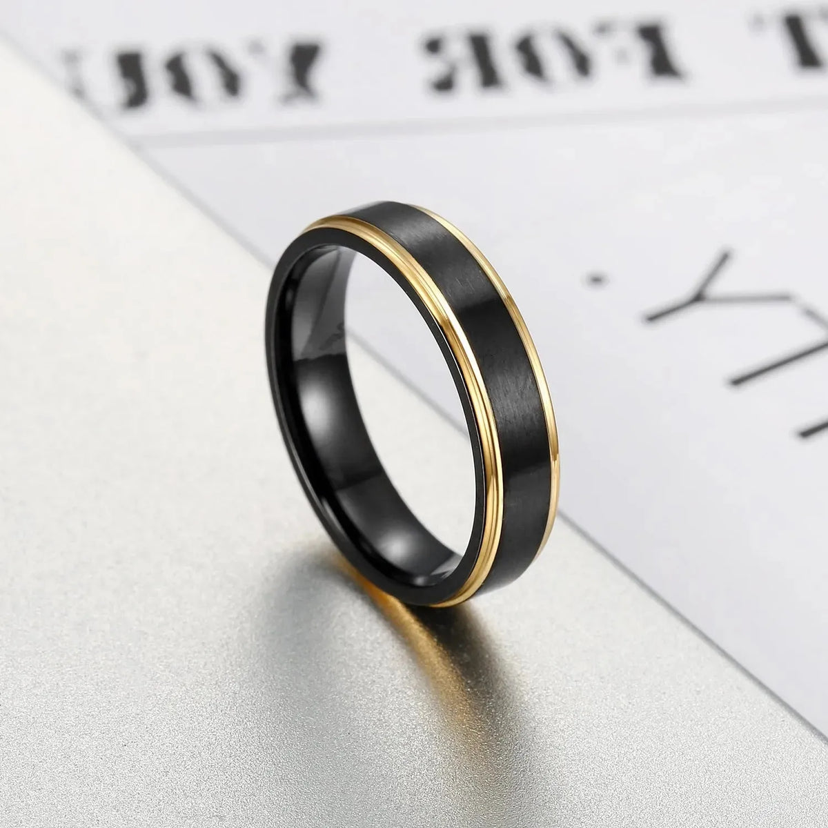 Contrast Titanium Steel Ring Rings - Tophatter Daily Deals