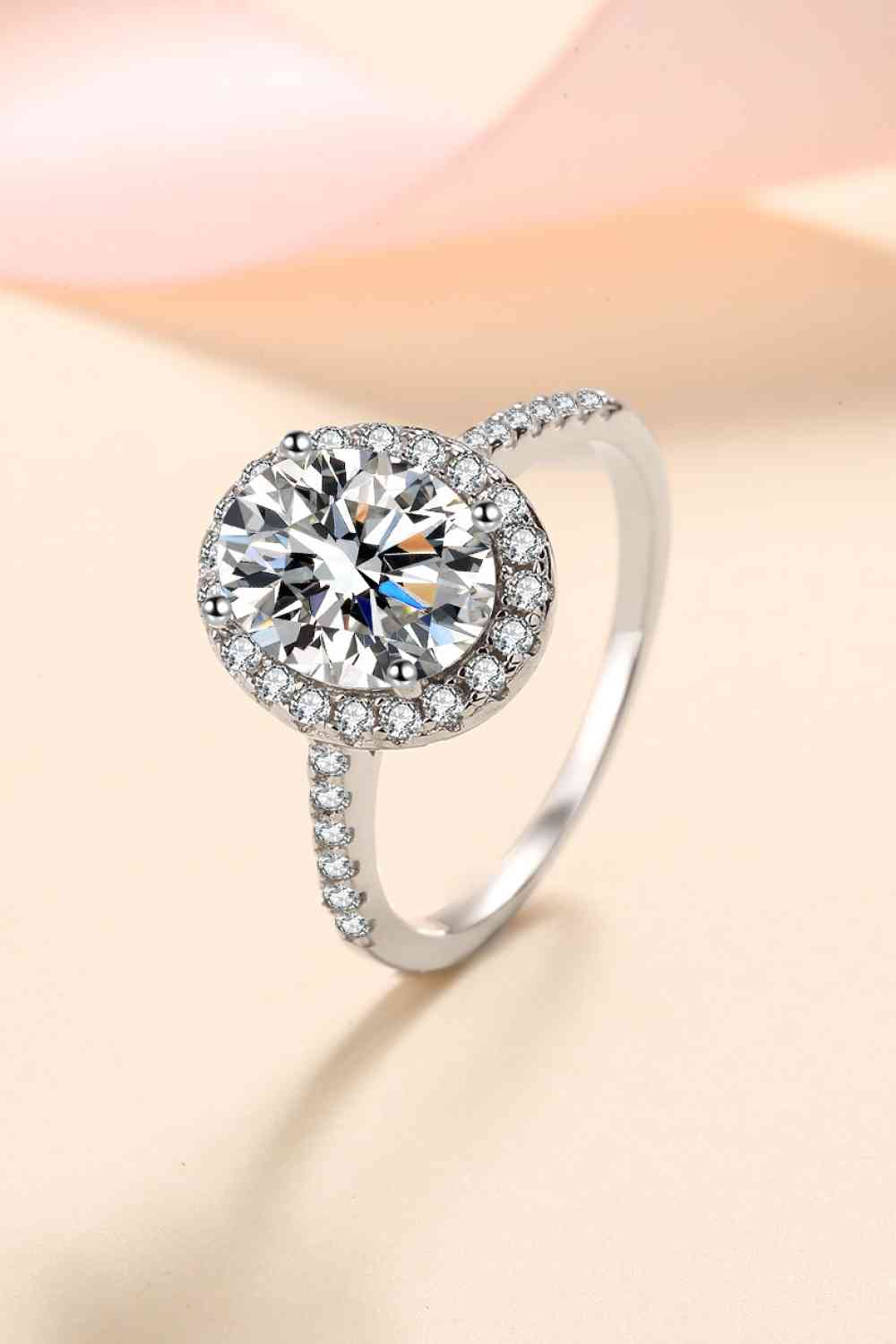 2 Carat Moissanite 925 Sterling Silver Halo Ring Moissanite - Tophatter Daily Deals